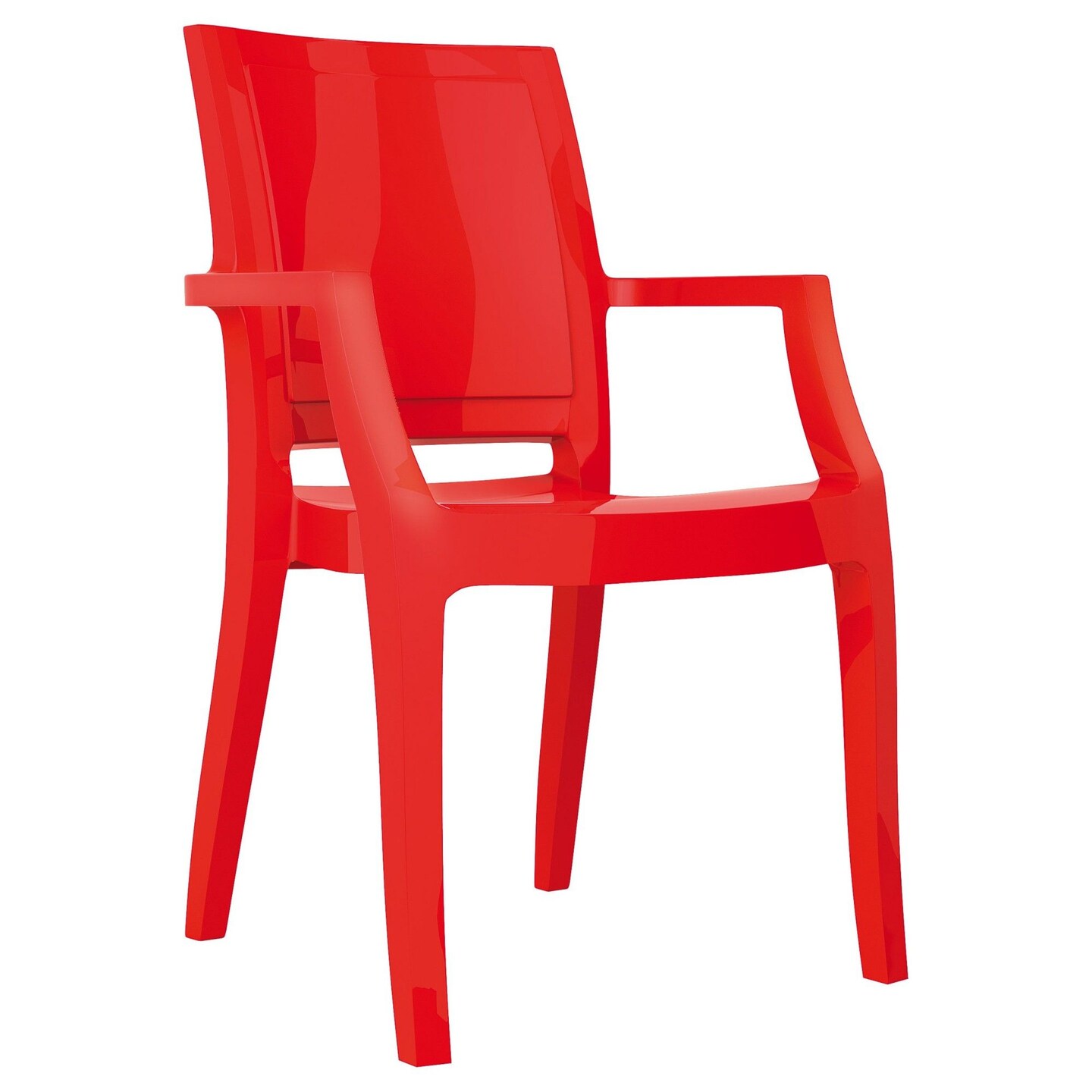 Luxury Commercial Living 36&#x22; Red Glossy Stackable Outdoor Patio Dining Chair