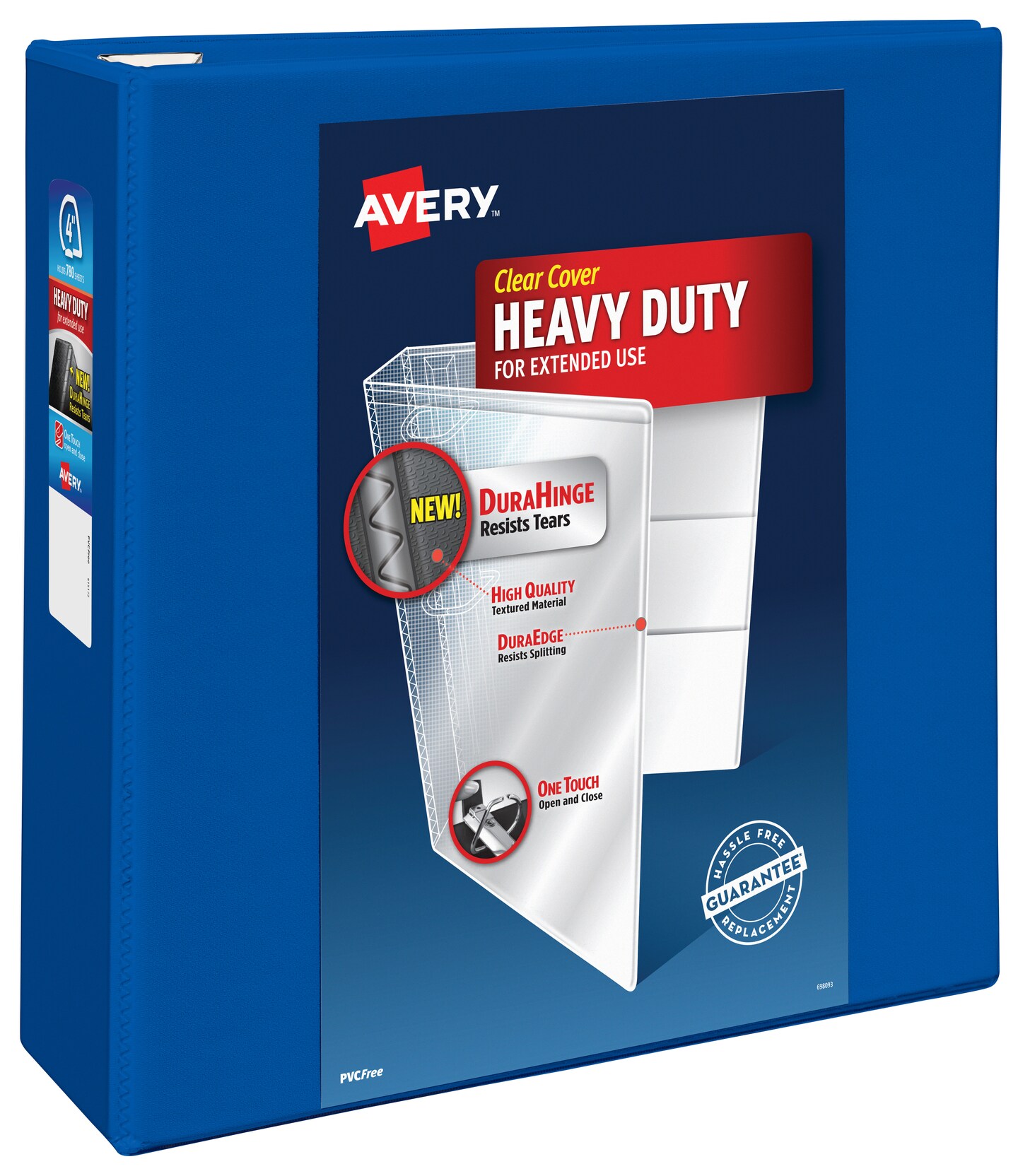 Avery Heavy-Duty View 3 Ring Binder, 4&#x22; One Touch EZD Rings, 4.5&#x22; Spine, 1 Pacific Blue Binder (79814)