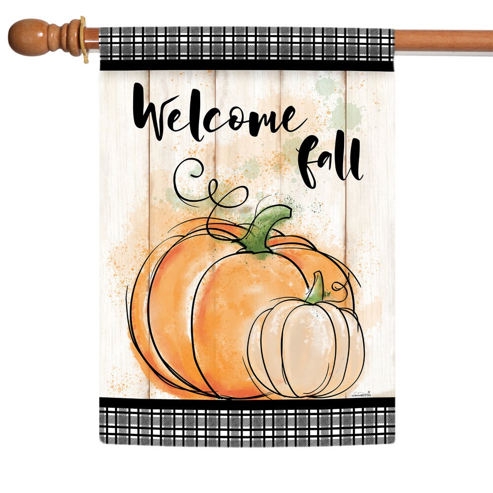 Welcome Farmhouse Pumpkins Decorative Fall Double Sided Flag