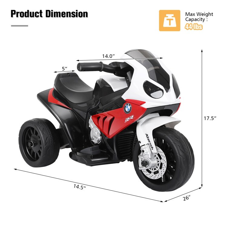 6V Kids 3 Wheels Riding Electric Motorcycle with Music and Headlights Perfect for Birthday or Christmas