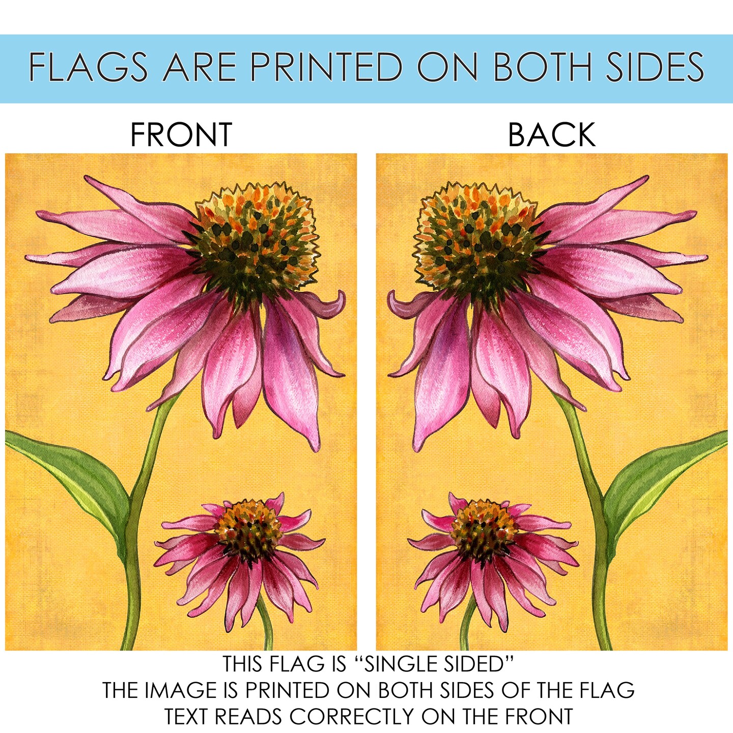 Pink Coneflowers Decorative Spring Flag