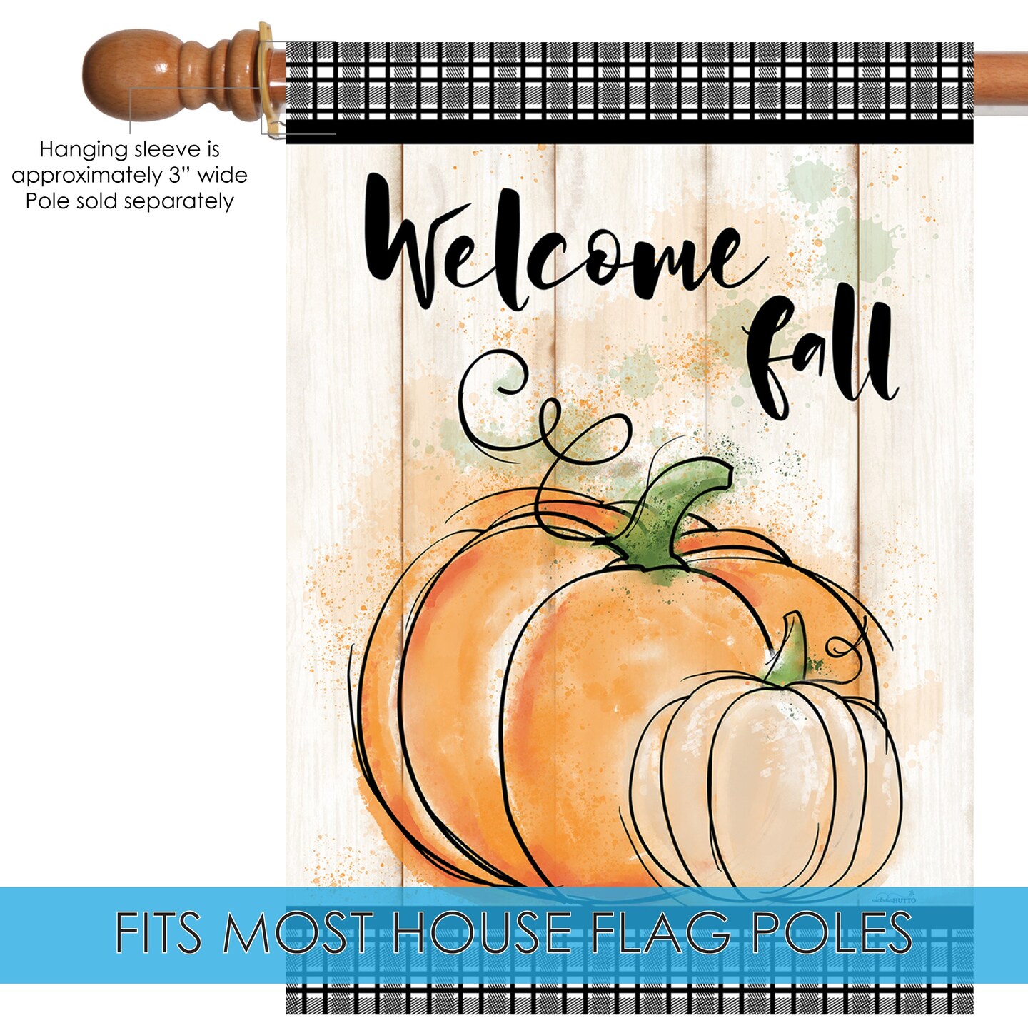 Welcome Farmhouse Pumpkins Decorative Fall Double Sided Flag