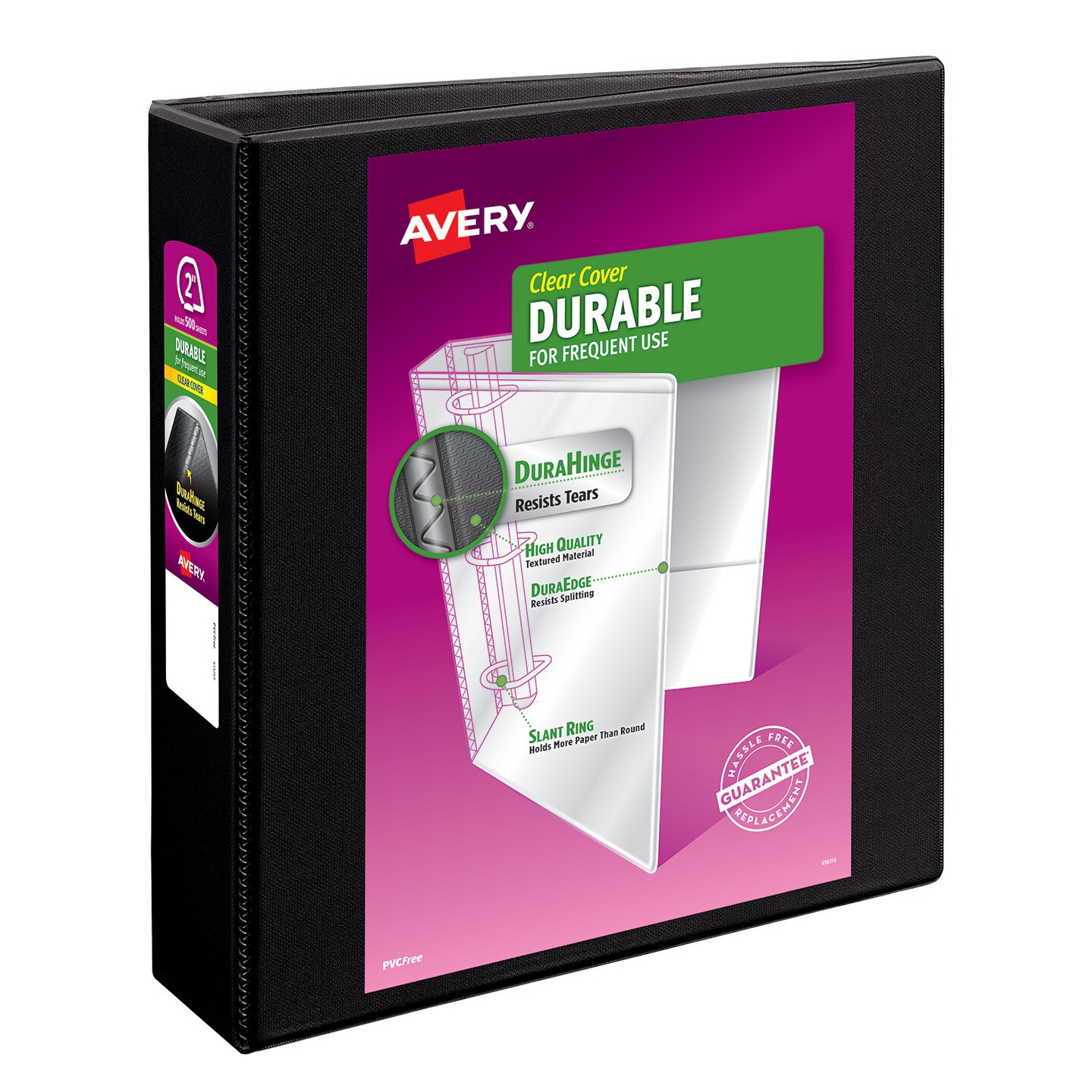 Avery Durable View 3 Ring Binder, 2 Inch EZD Rings, 1 Black Binder (09500)