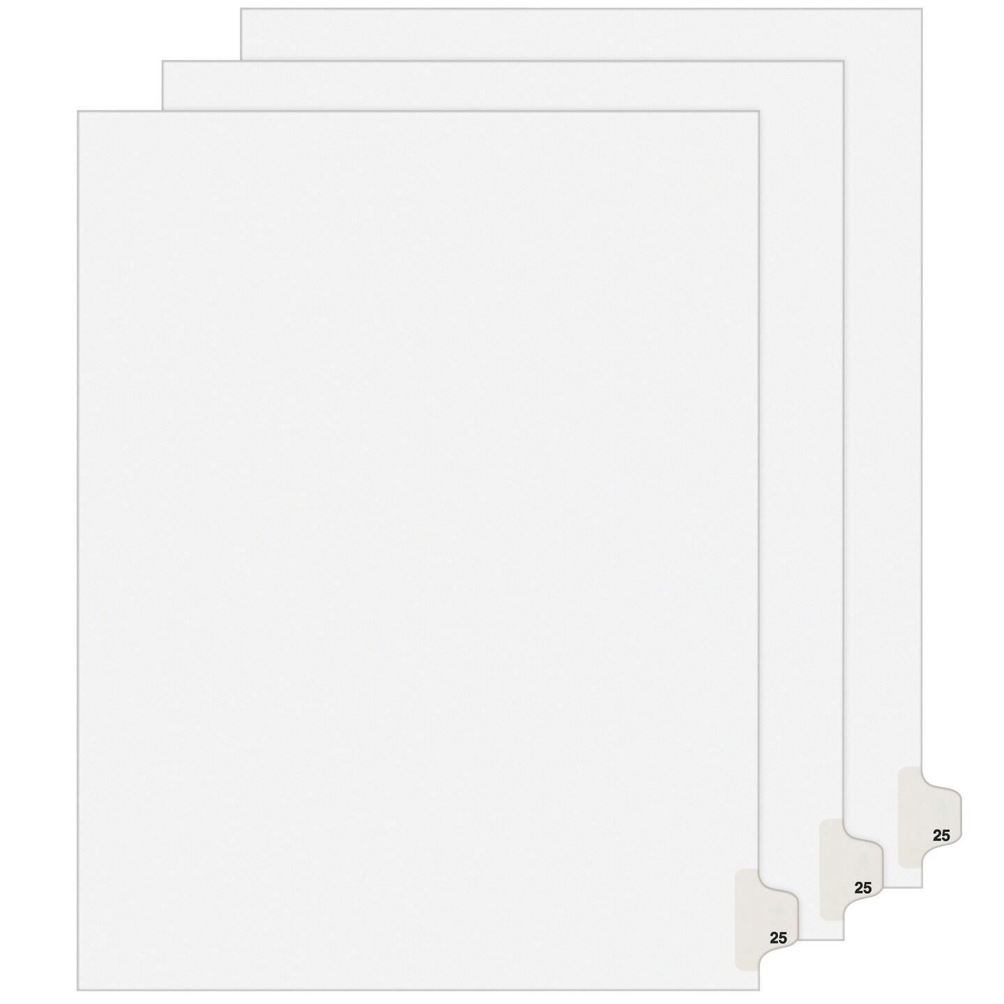 Avery Legal Exhibit Unpunched Dividers for Use with Any Binding System, Individual Number 25, 25 Side Tab Dividers Per Set, Helvetica Bold Type, 3 Sets (01745)