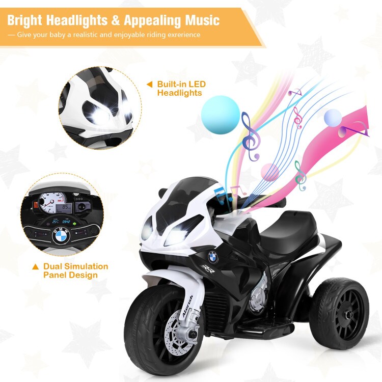 6V Kids 3 Wheels Riding Electric Motorcycle with Music and Headlights Perfect for Birthday or Christmas