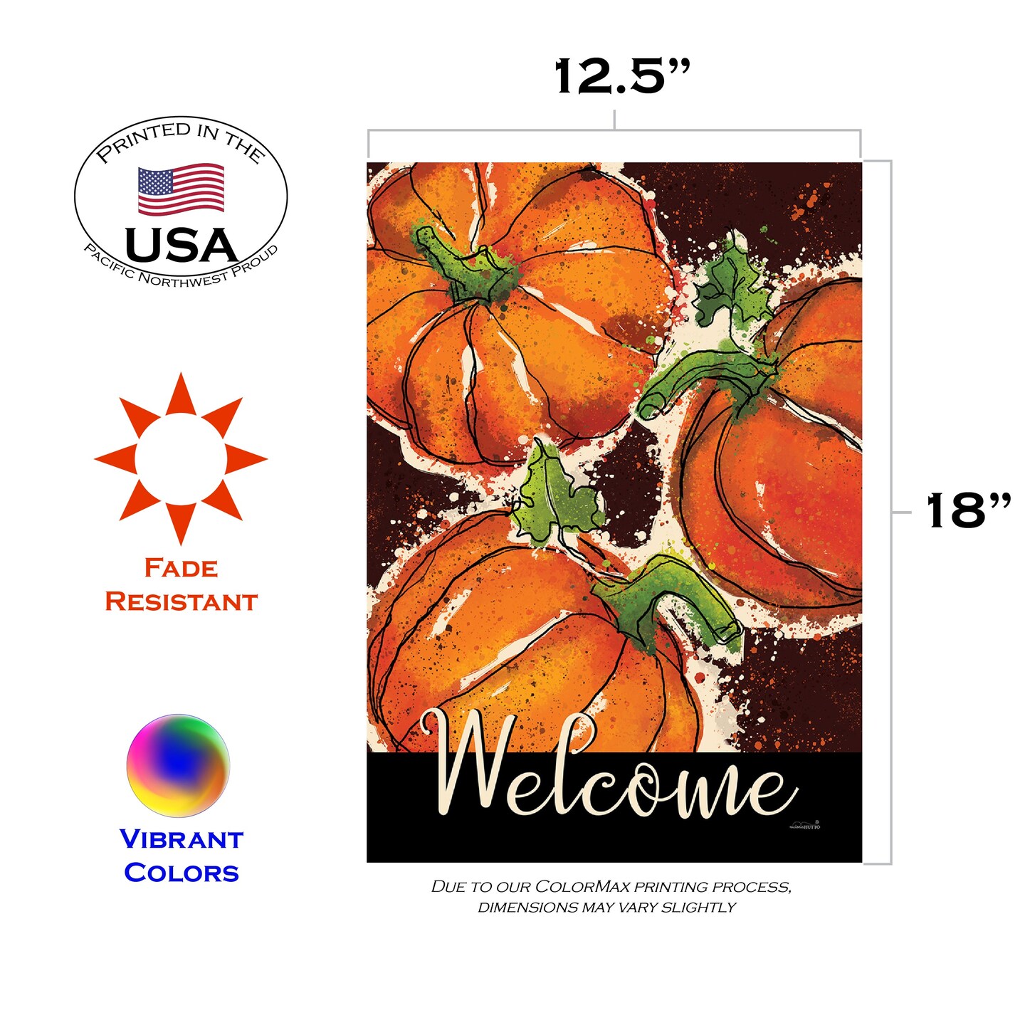 Painted Pumpkin Welcome Decorative Fall Double Sided Flag