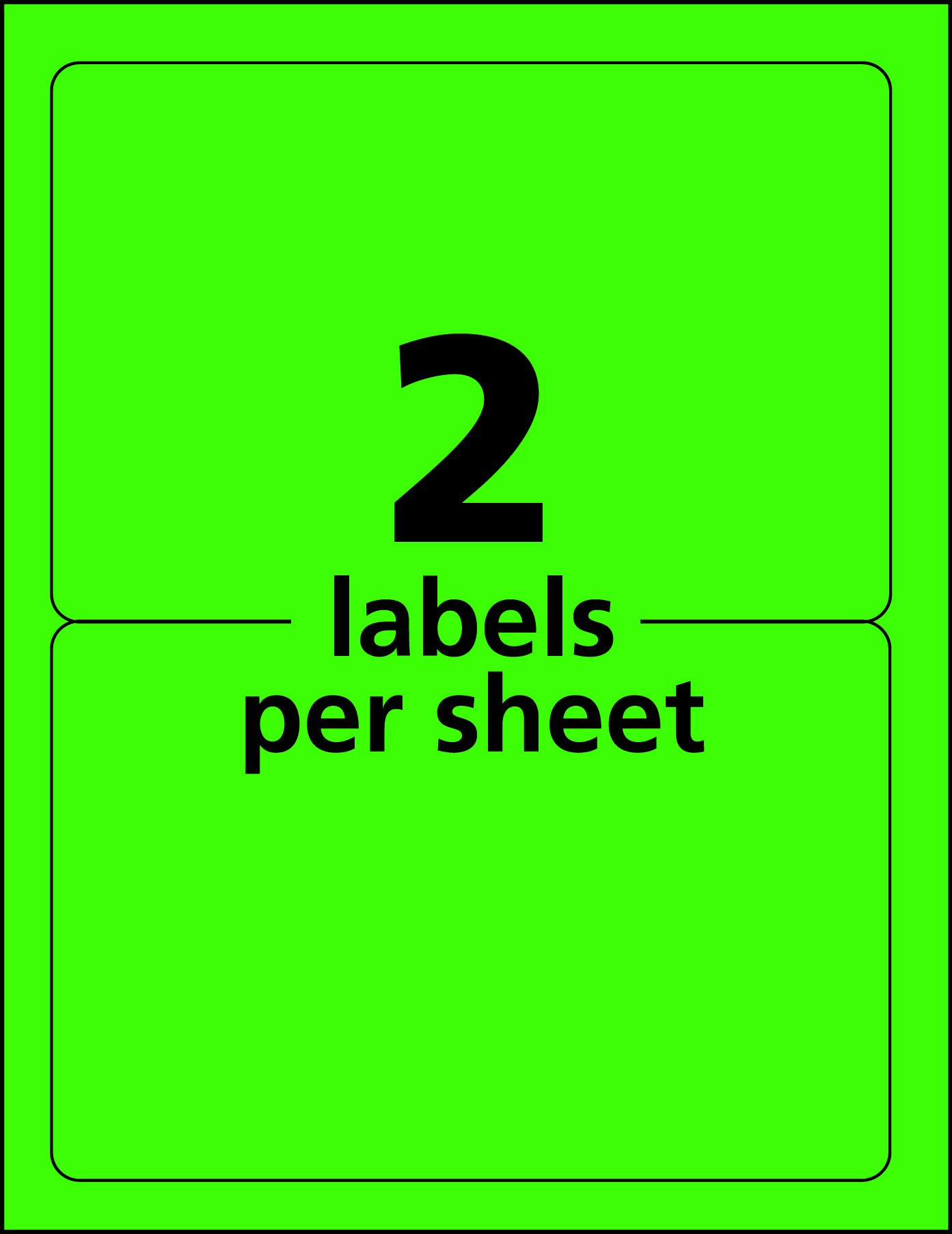 Avery Neon Shipping Labels for Laser Printers, 5-1/2&#x22; x 8-1/2&#x22;, 200 Neon Green Labels (5952)