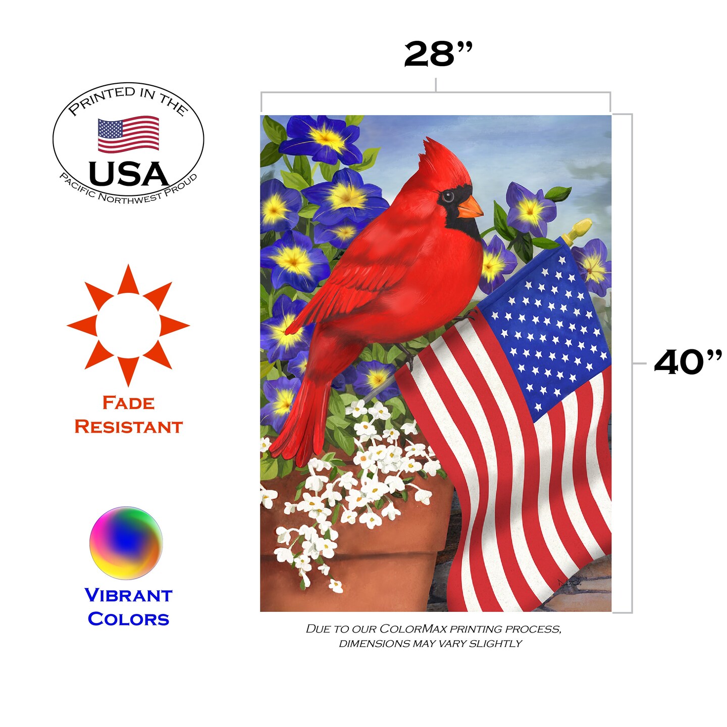 American Cardinal Decorative Patriotic Flag