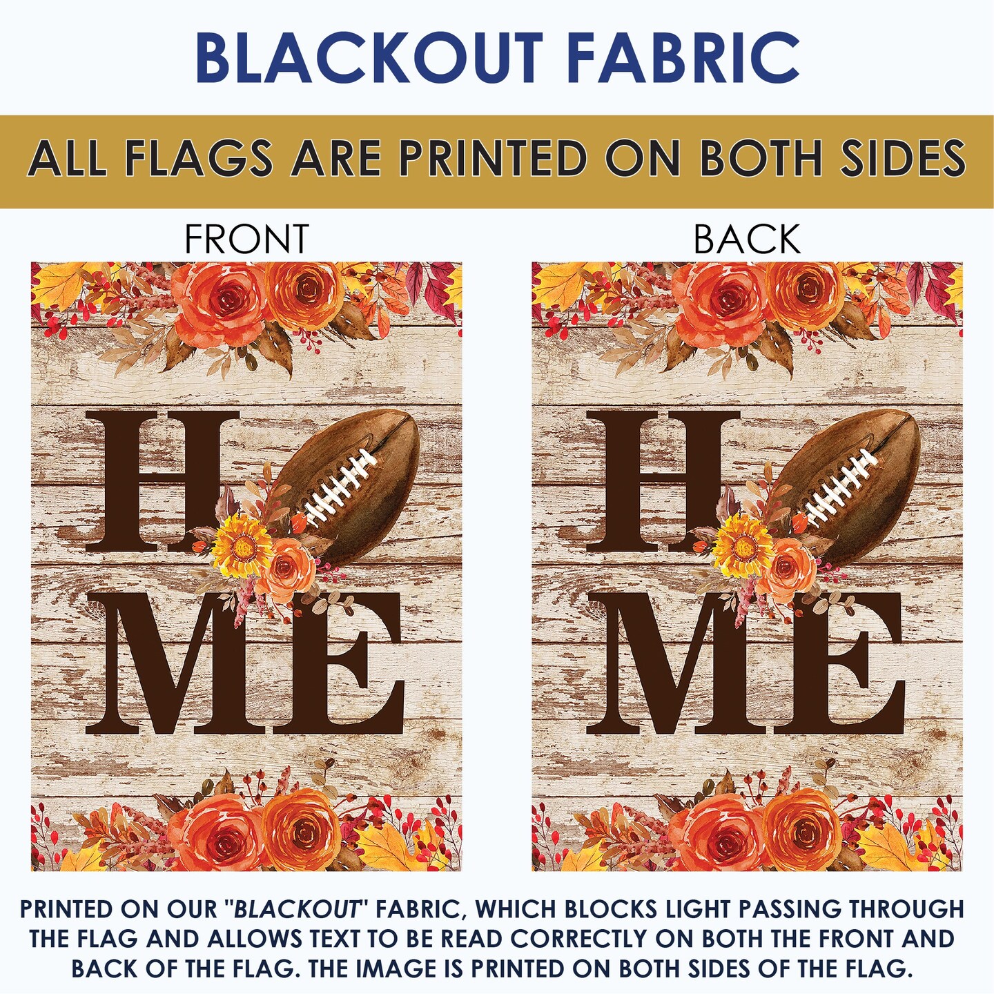 Floral Football Home Decorative Football Double Sided Flag