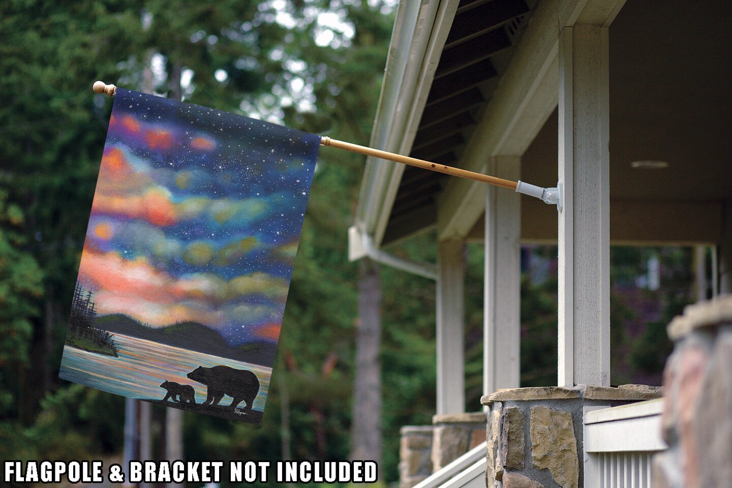 Northern Lights Decorative Bear Flag