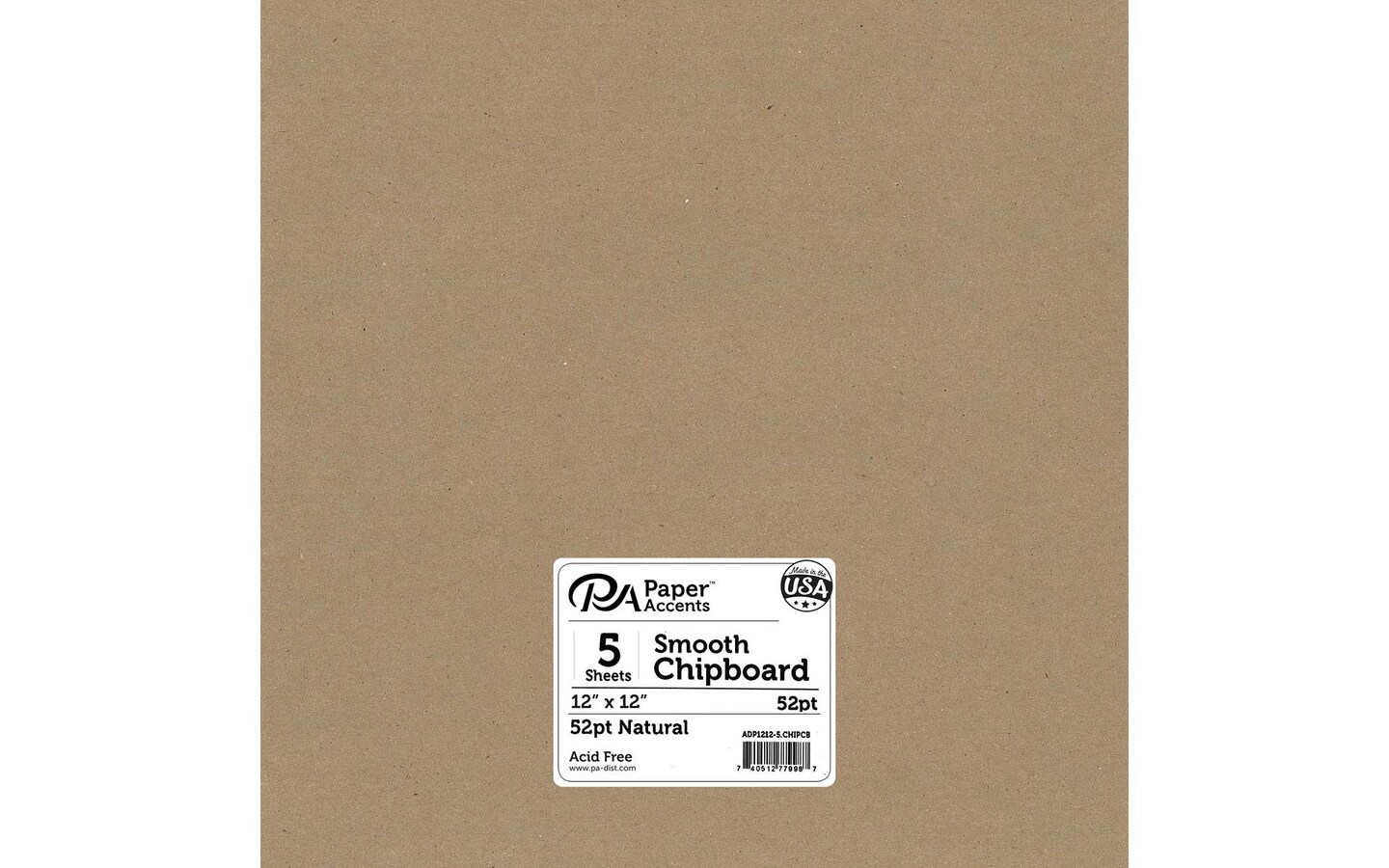 Chipboard 12x12 1X Heavy 52pt Natural 5pc