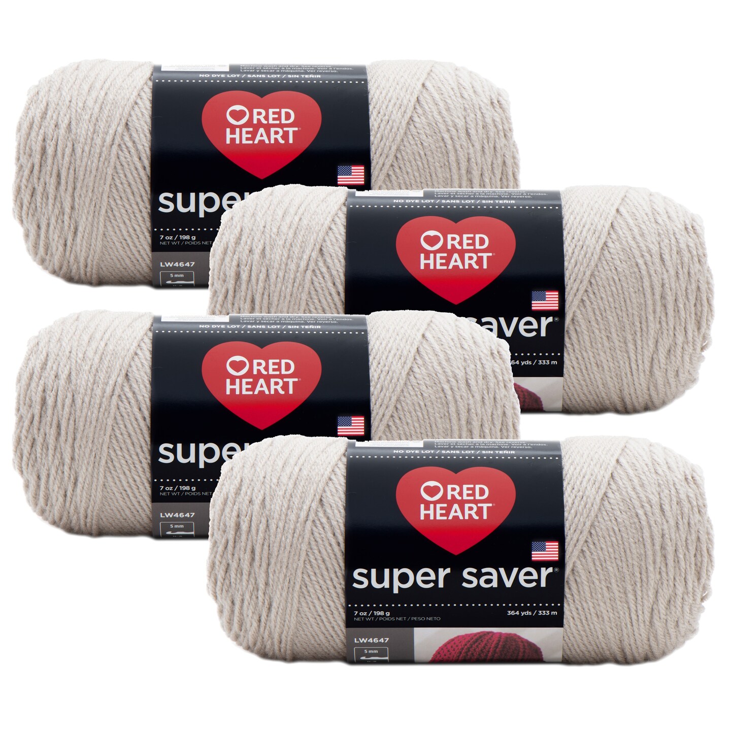 (Pack of 4) Red Heart Super Saver Yarn-Oatmeal