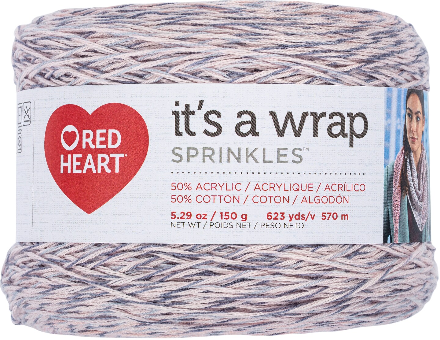 Red Heart It&#x27;s A Wrap Sprinkles Yarn-Peach Cobbler