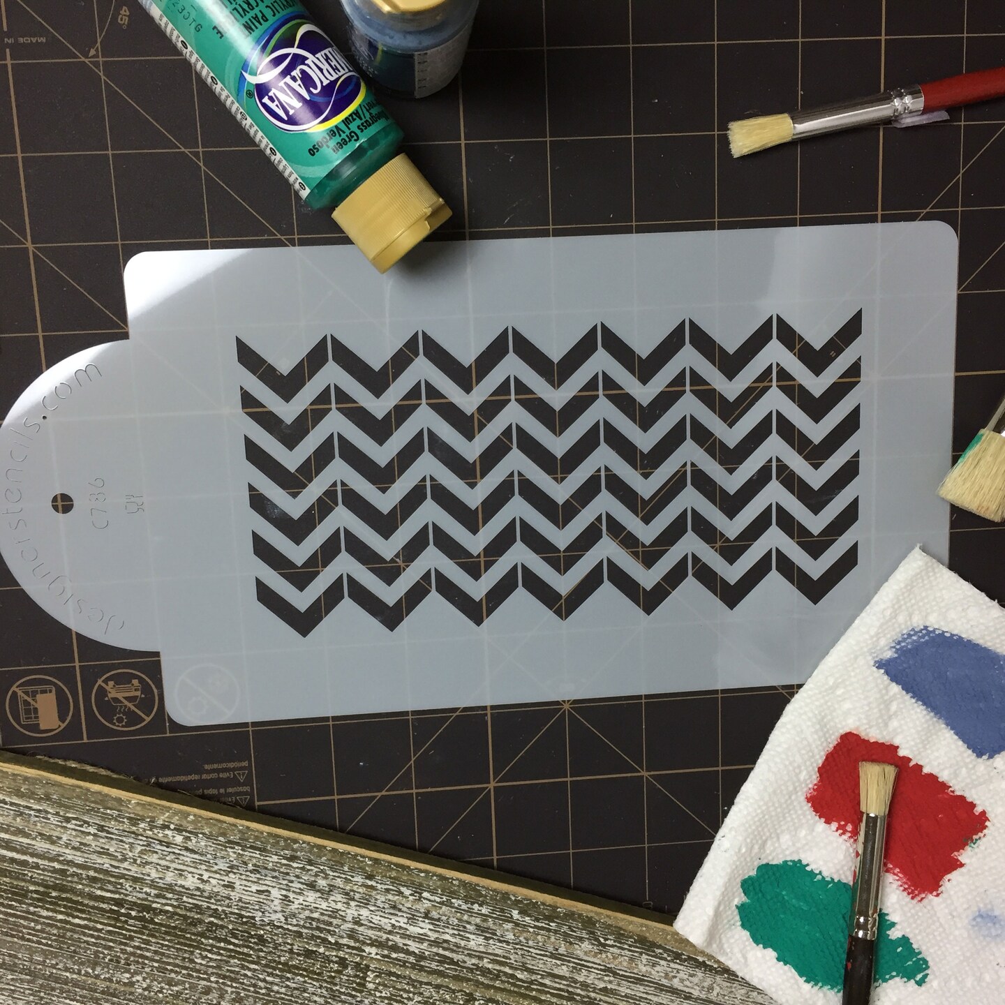 Chevron Cake Stencil Side | C786 by Designer Stencils | Cake Decorating Tools | Baking Stencils for Royal Icing, Airbrush, Dusting Powder | Reusable Plastic Food Grade Stencil for Cakes | Easy to Use &#x26; Clean Cake Stencil