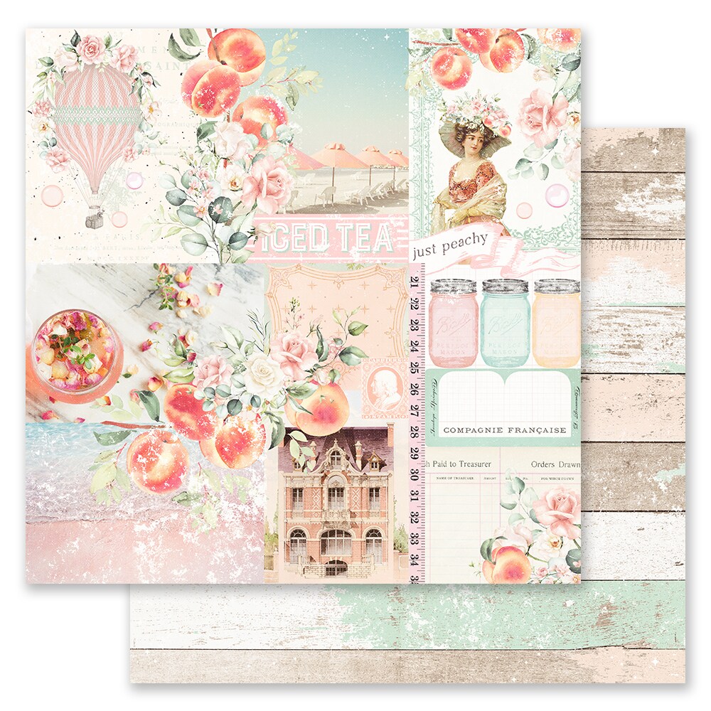 Peach Tea - Collection 12x12 Sheet - Just Peachy - 12x12 in, w foil details (10 SHEETS)