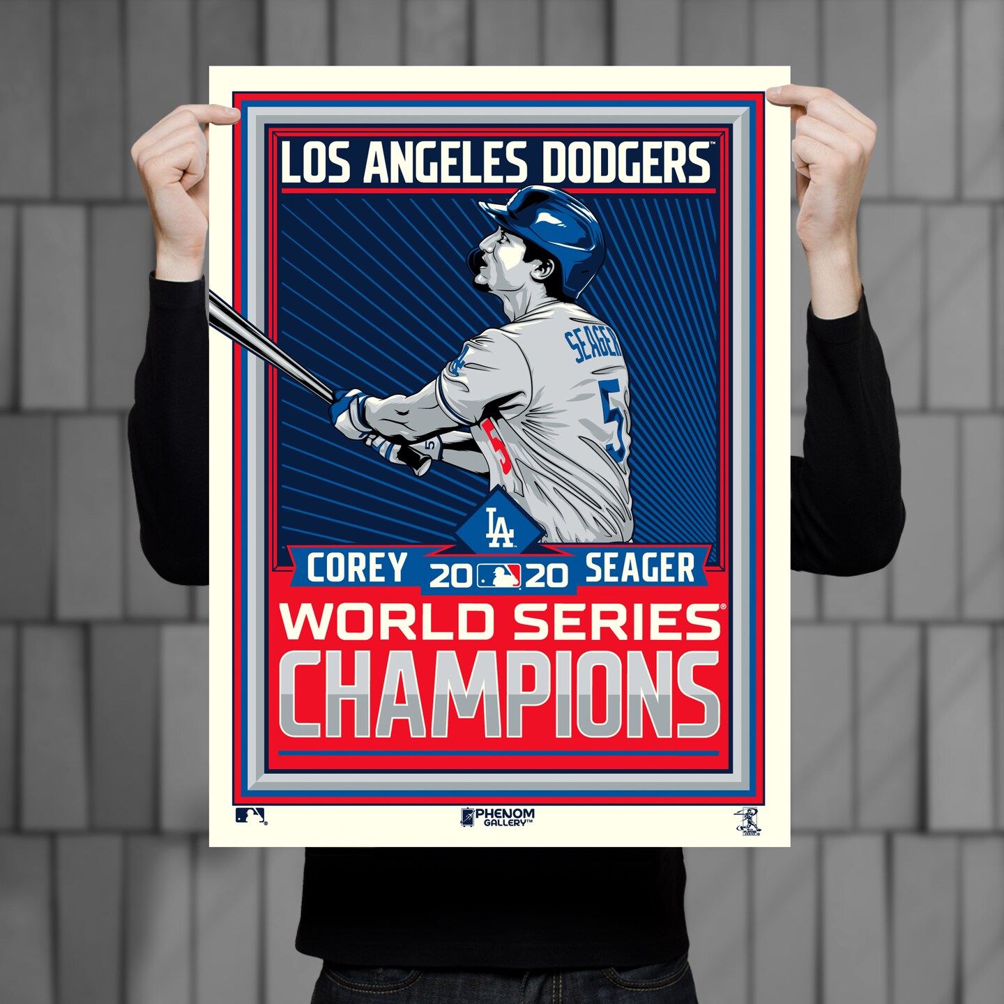 Phenom Gallery Los Angeles Dodgers Corey Seager 2020 World Series Champs 18" x 24" Serigraph