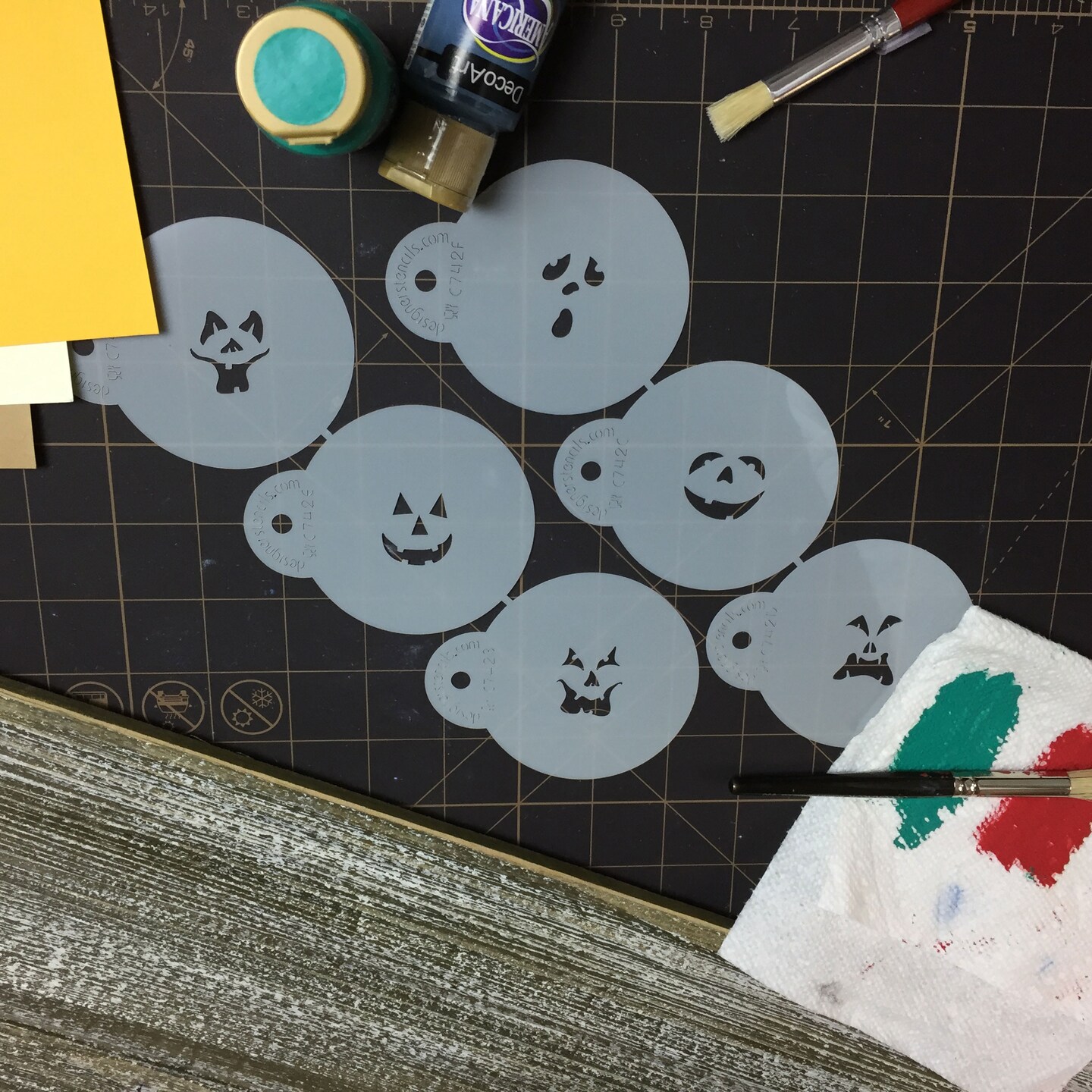 Mini Jack-o-Lantern Faces Cookie Stencil Set | C742 by Designer Stencils | Cookie Decorating Tools | Baking Stencils for Royal Icing, Airbrush, Dusting Powder | Reusable Plastic Food Grade Stencil for Cookies | Easy to Use &#x26; Clean Cookie Stencil