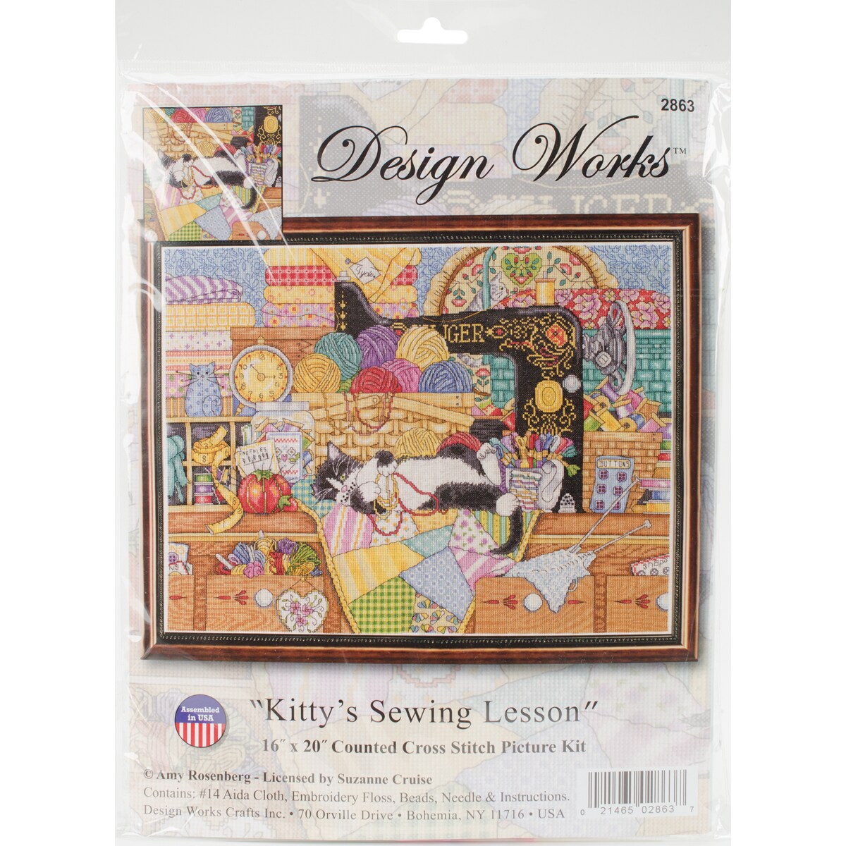 Design Works Counted Cross Stitch Kit 16"X20"Kitty Sewing Lesson (14