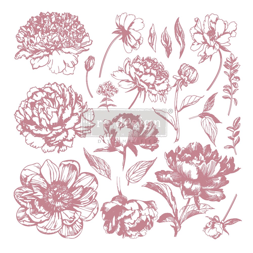 Redesign Decor Clear-Cling Stamps - Linear Floral 12&#x22;x12&#x22;