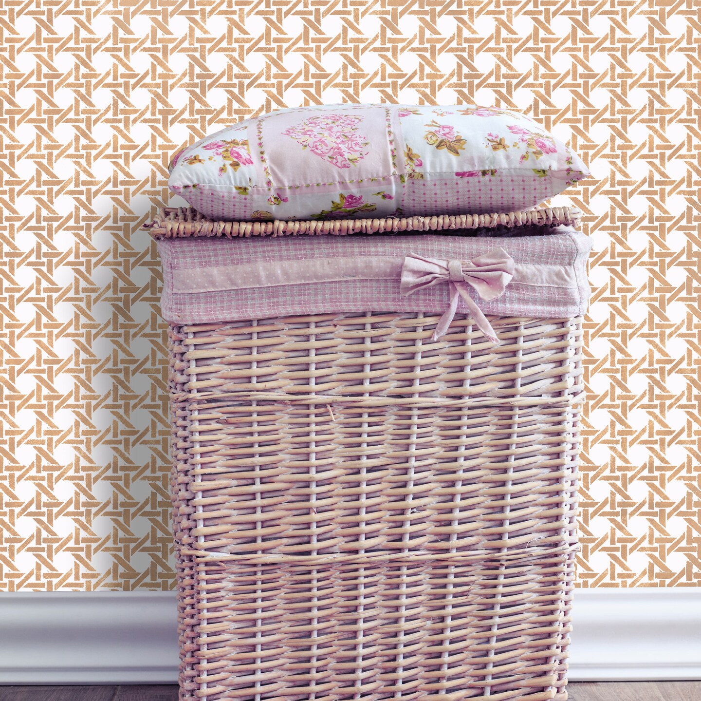 Caned Lattice Wall Stencil | 3477 by Designer Stencils | Pattern Stencils | Reusable Stencils for Painting | Safe & Reusable Template for Wall Decor | Try This Stencil Instead of a Wallpaper | Easy to Use & Clean Art Stencil Pattern