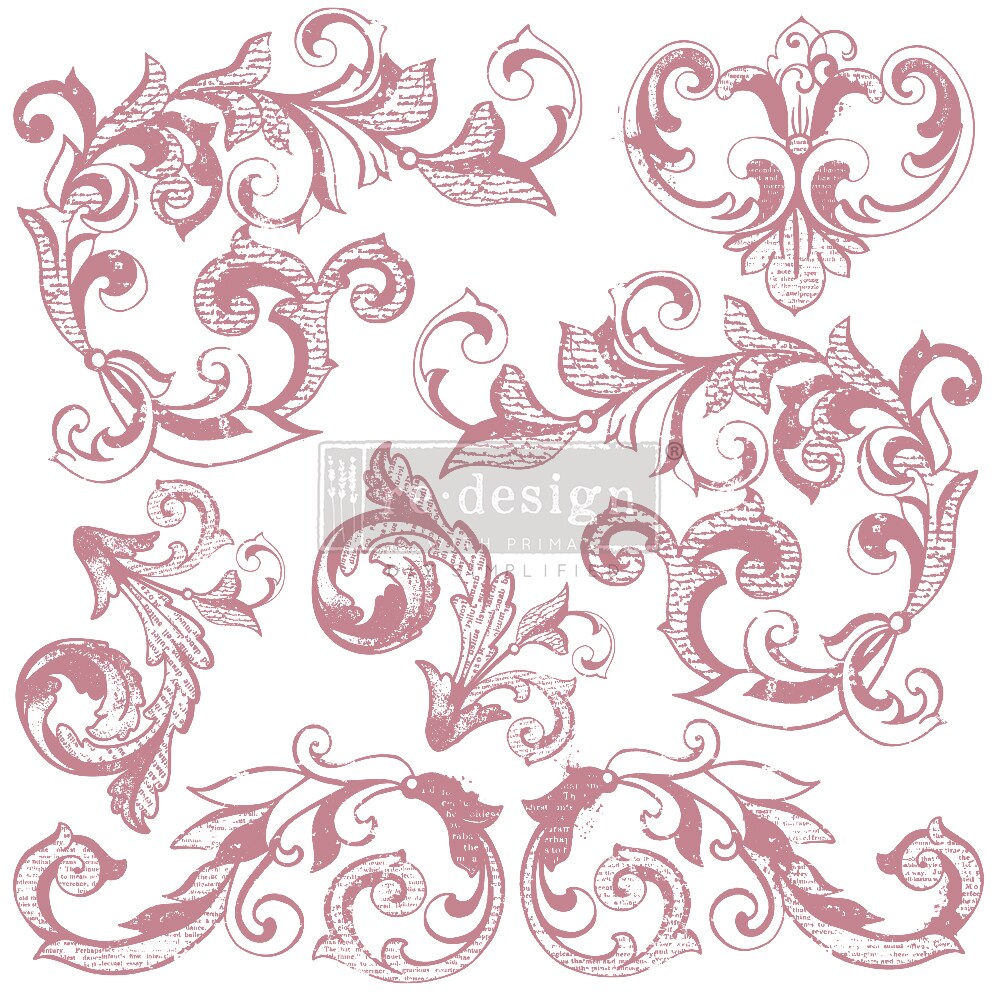 Redesign Decor Clear-Cling Stamps - Elegant Scrolls 12&#x22;x12&#x22;
