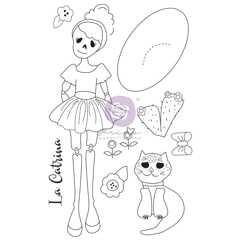 Prima Marketing Inc Julie N Doll Stamp - La Catrina - 9 Pcs 655350913519