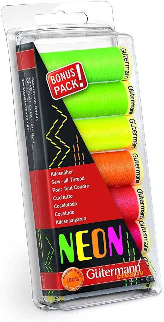 Gutermann - Sew All Polyester Thread - 7 Spools Blister Pack (Neon)