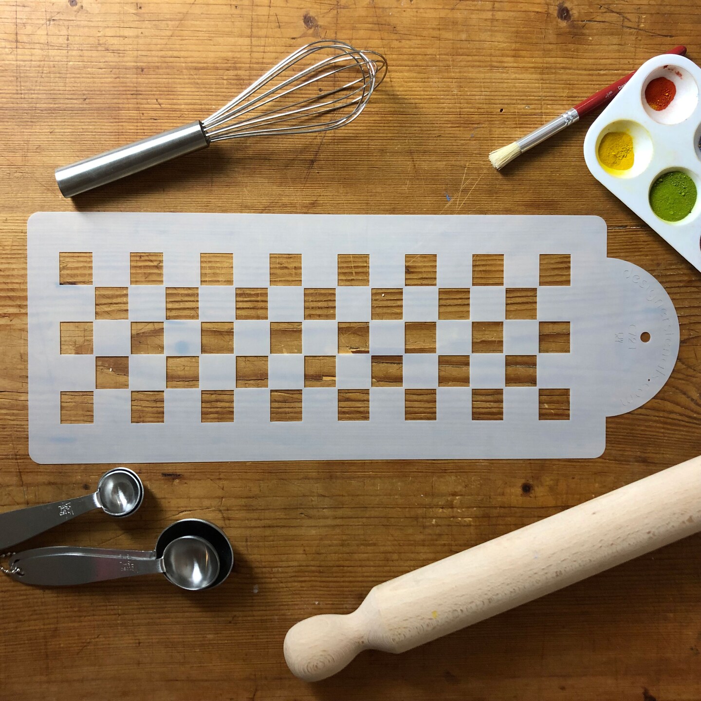 Checkerboard Cake Stencil Side | C721 by Designer Stencils | Stencils for Royal Icing, Airbrush, Dusting Powder |