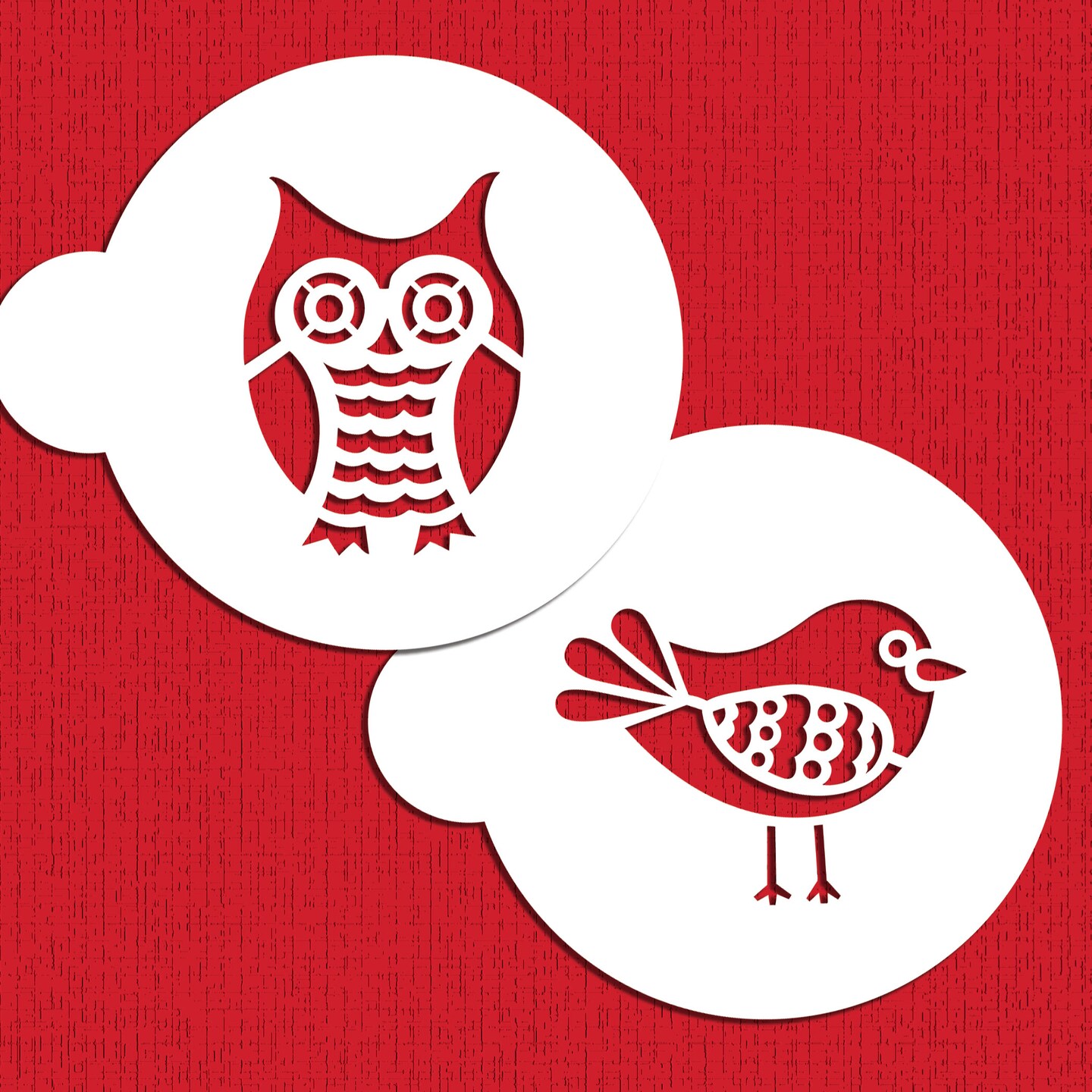 Retro Owl and Bird Cookie Stencils | C764 by Designer Stencils | Cookie Decorating Tools | Baking Stencils for Royal Icing, Airbrush, Dusting Powder | Reusable Plastic Food Grade Stencil for Cookies | Easy to Use &#x26; Clean Cookie Stencil
