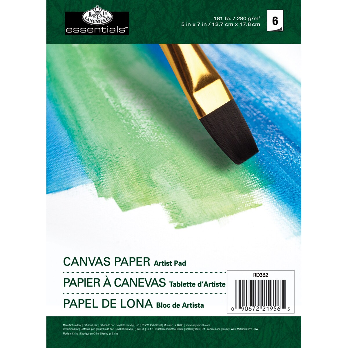 Royal Langnickel Essentials(Tm) Canvas Artist Paper Pad-5"X7", 6 Sheets