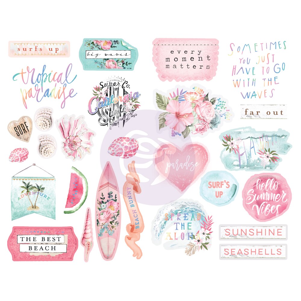 Prima Marketing Inc Surfboard Collection Chipboard - 27 Pcs, Foil Details 655350645205