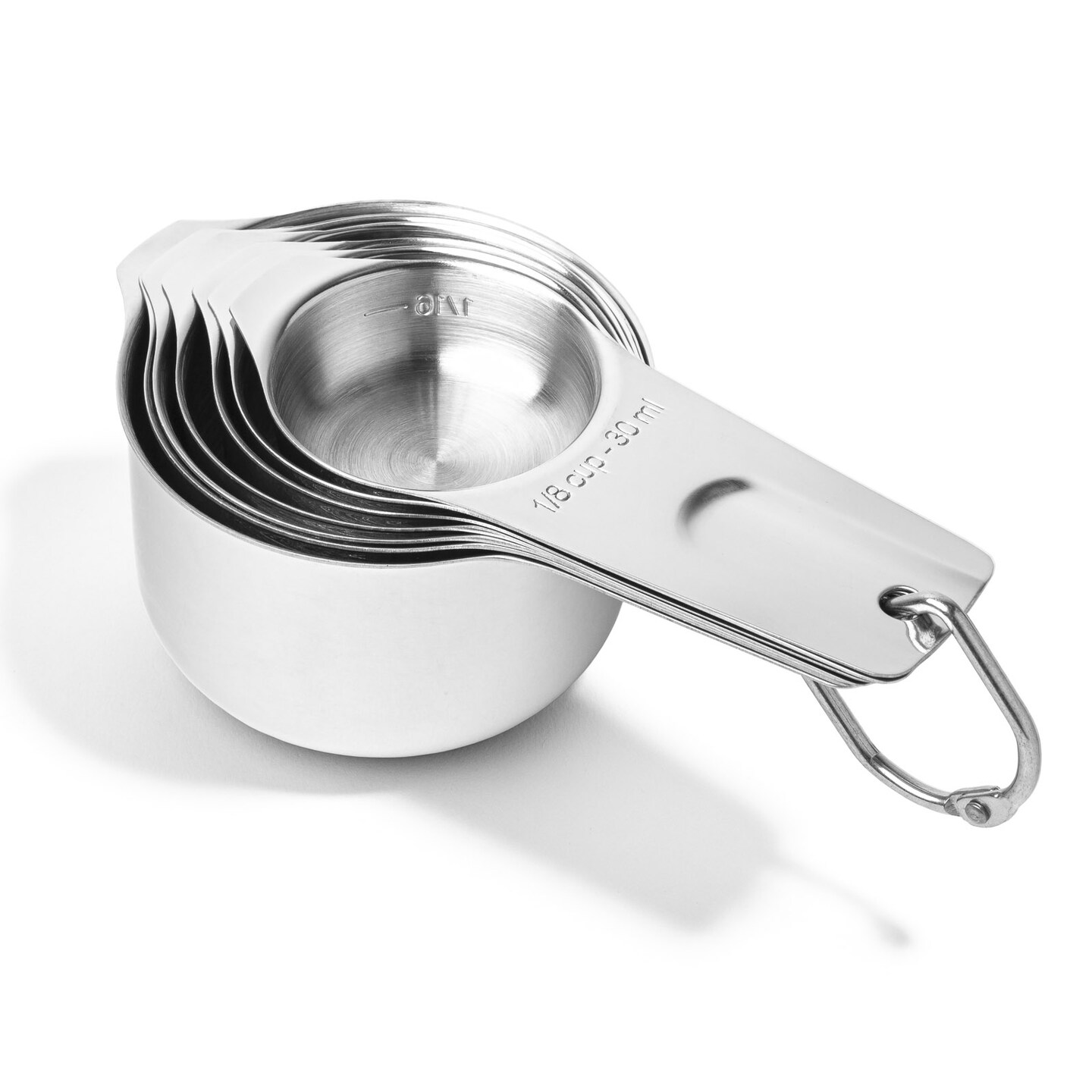 Last Confection 7pc Stainless Steel Measuring Cup Set - Includes 1/8 Cup Coffee Scoop - Measurements for Dry and Liquid Cooking & Baking Ingredients