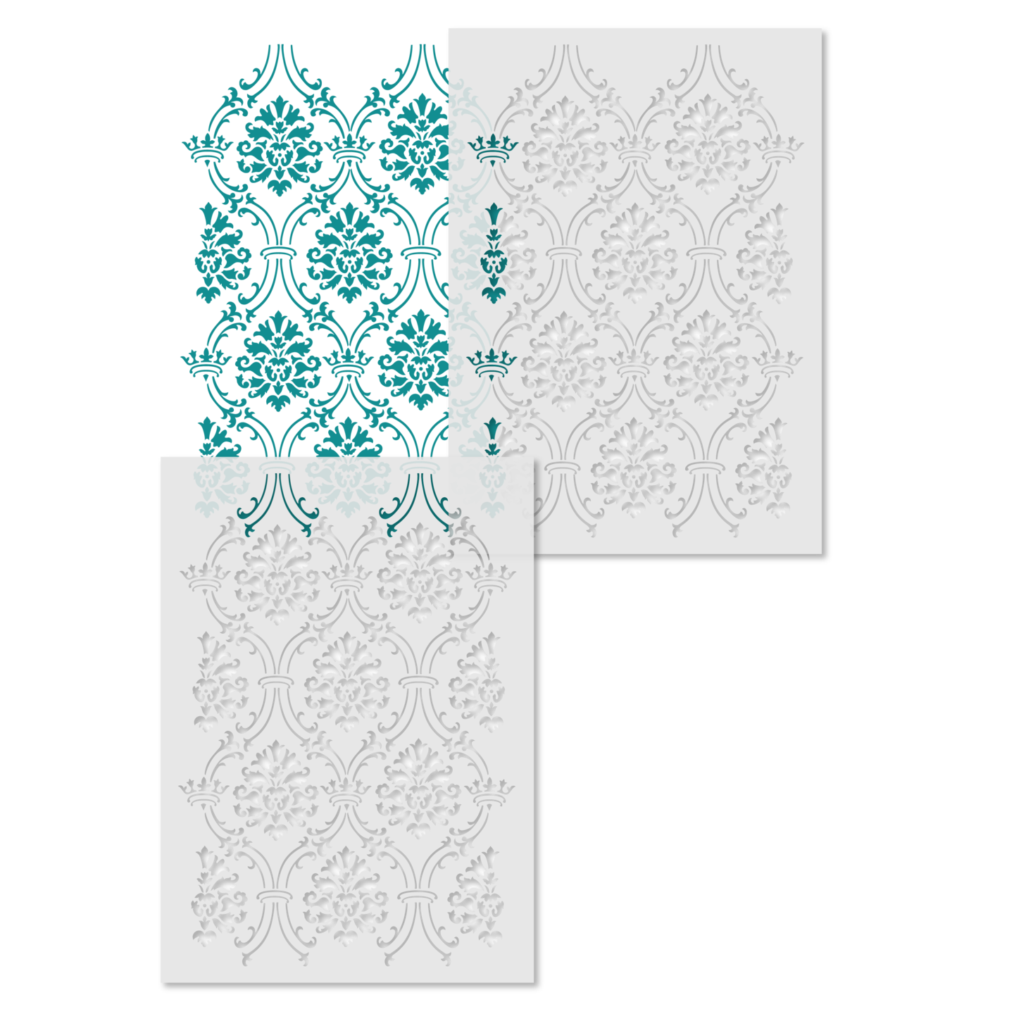 Small Royal Damask Wall Stencil | 3731 by Designer Stencils | Pattern Stencils | Reusable Stencils for Painting | Safe &#x26; Reusable Template for Wall Decor | Try This Stencil Instead of a Wallpaper | Easy to Use &#x26; Clean Art Stencil Pattern