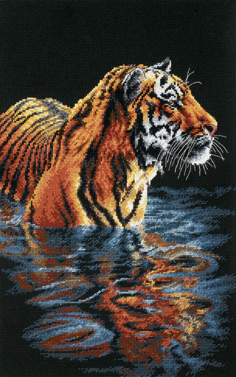 Dimensions Counted Cross Stitch Kit 9"X14"-Tiger Chilling Out