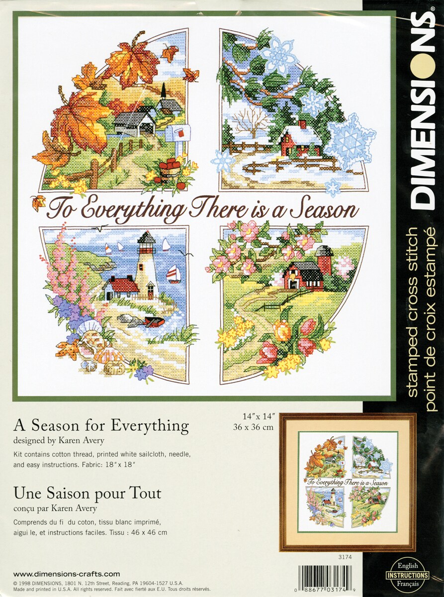 Dimensions Stamped Cross Stitch Kit 14"X14"A Season For Everything