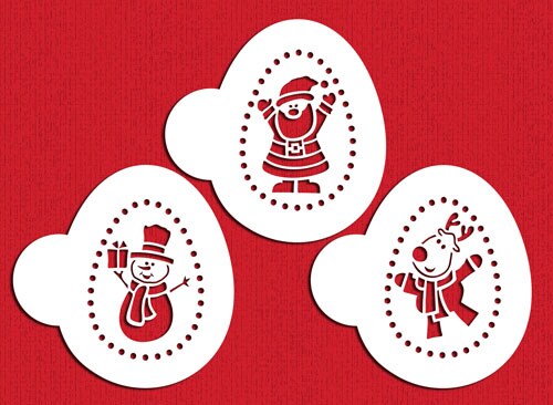 Christmas Friends Cookie Stencil Set: Santa, Reindeer, Snowman | C731 by Designer Stencils | Cookie Decorating Tools | Baking Stencils for Royal Icing, Airbrush, Dusting Powder | Reusable Food Grade Stencil for Cookies | Easy to Use &#x26; Clean Stencil
