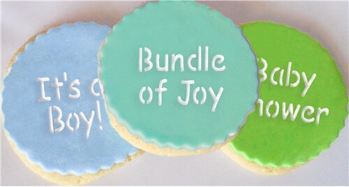 Baby Lettering Cookie Stencil Set: It's a Girl, It's a Boy, Baby Shower, Bundle of Joy, You're Special, Welcome Baby | C824 by Designer Stencils | Cookie Decorating Tools | Stencils for Royal Icing, Airbrush, Dusting Powder | Reusable Food Grade
