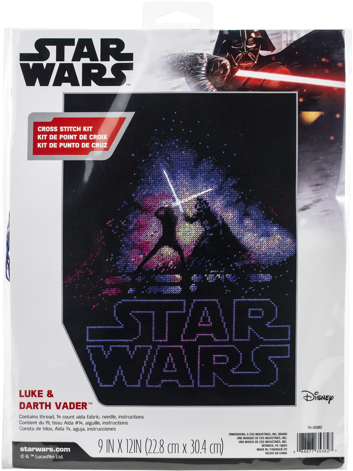 Dimensions Star Wars Counted Cross Stitch Kit 9"X12"Luke & Darth Vader