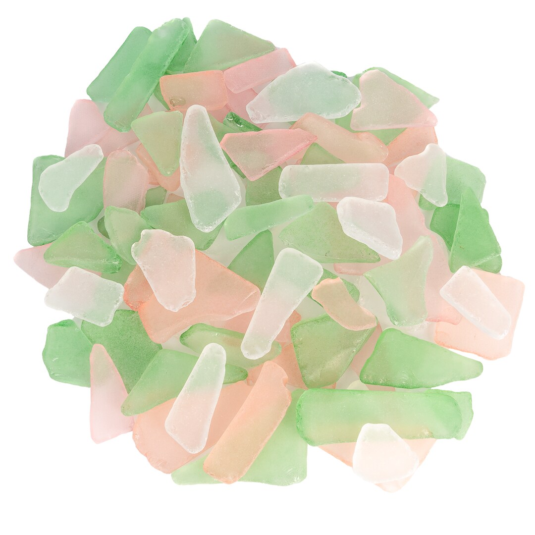 Sea Glass 11 Ounces Pink Green and White Mix Sea Glass - Bulk Seaglass  Pieces for Beach Decor & Crafts