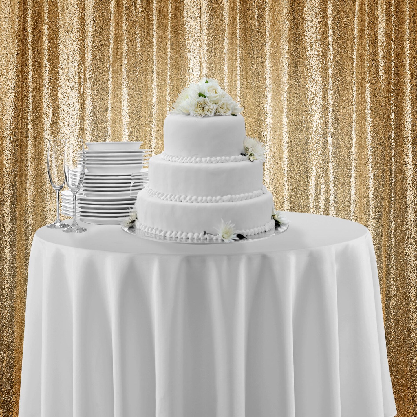 Lann's Linens (Set of 4) Sequin Photography Backdrop Curtains - 2ft x 8ft Tall Glitter Background Panels for Wedding, Party or Photo Booth