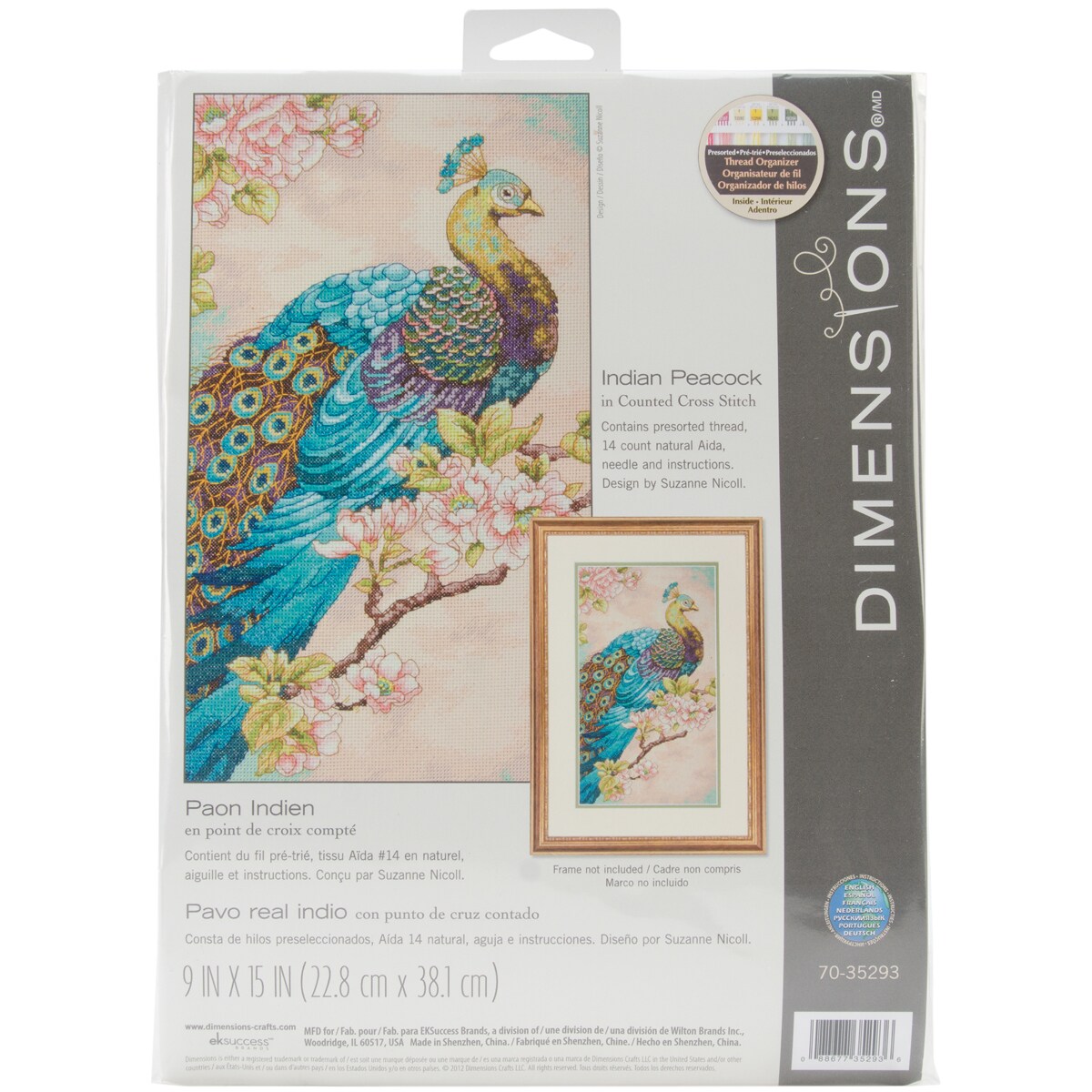 Dimensions Counted Cross Stitch Kit 9"X15"-Indian Peacock