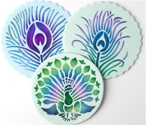 Peacock Cookie Stencil Set | C755 by Designer Stencils | Cookie Decorating Tools | Baking Stencils for Royal Icing, Airbrush, Dusting Powder | Reusable Plastic Food Grade Stencil for Cookies | Easy to Use &#x26; Clean Cookie Stencil