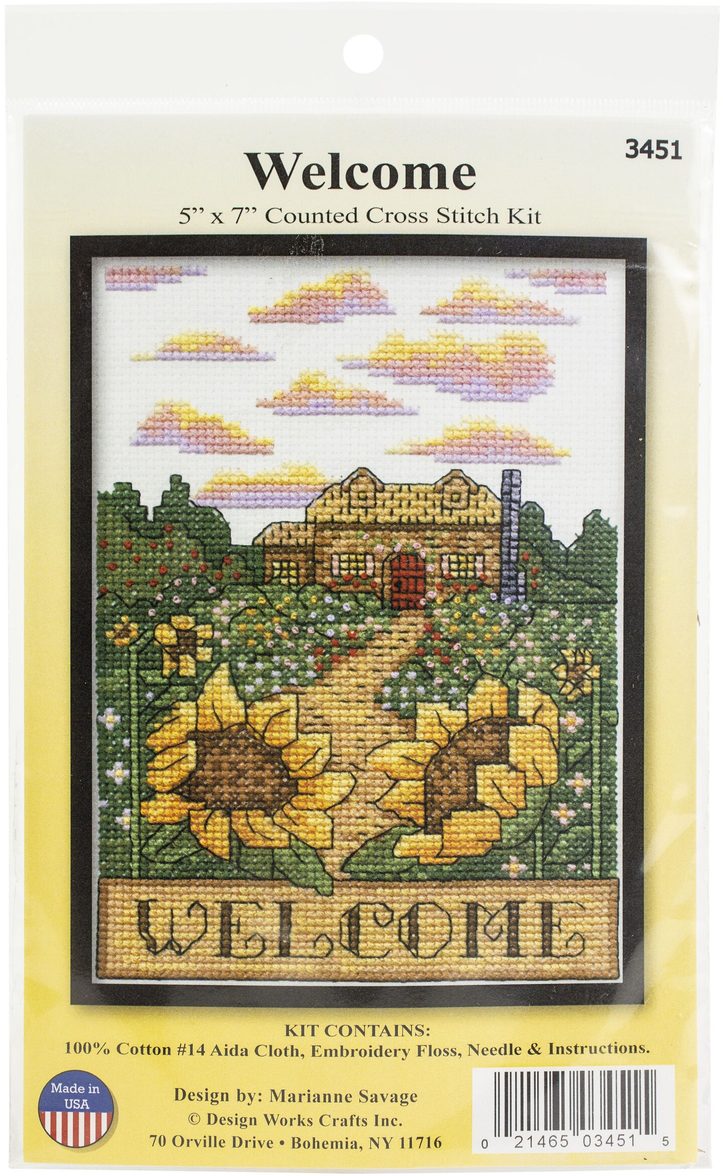 Design Works Counted Cross Stitch Kit 5&#x22;X7&#x22;-Welcome (14 Count)