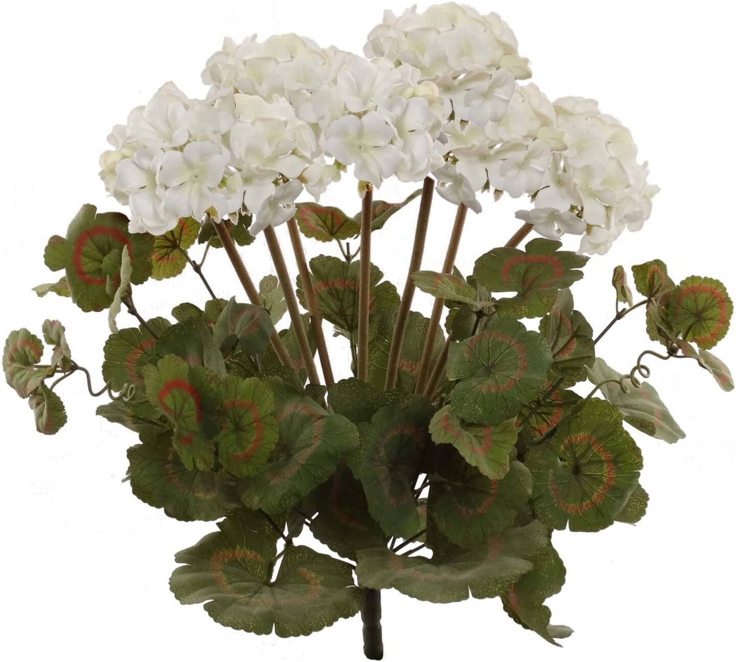 18&#x22; White Geranium Bush with 7 Lifelike Silk Blooms, UV Resistant, Floral Bush by Floral Home&#xAE;