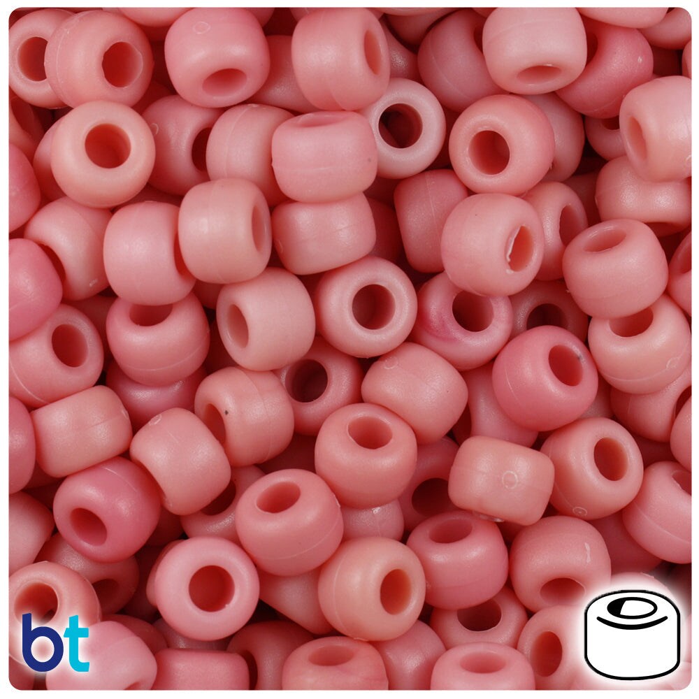BeadTin Rose Quartz Matte 9mm Barrel Plastic Pony Beads (500pcs)