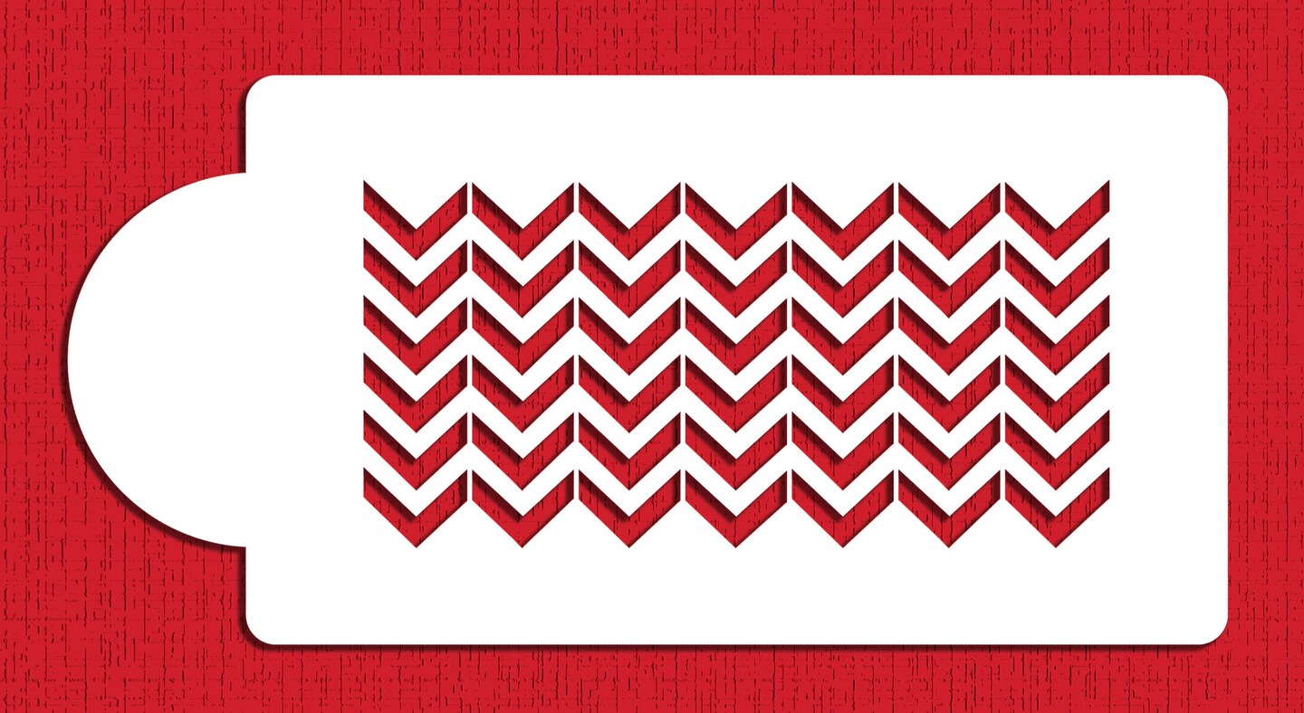 Chevron Cake Stencil Side | C786 by Designer Stencils | Cake Decorating Tools | Baking Stencils for Royal Icing, Airbrush, Dusting Powder | Reusable Plastic Food Grade Stencil for Cakes | Easy to Use &#x26; Clean Cake Stencil