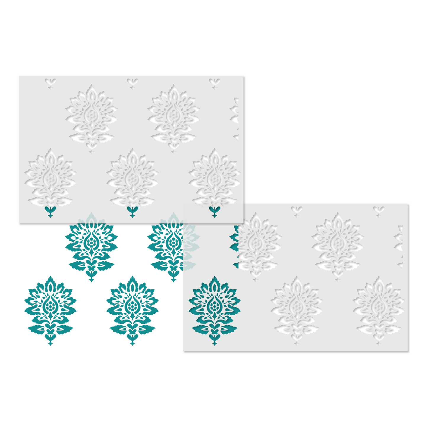 Batik Damask All Over Pattern Wall Stencil | 3797 by Designer Stencils | Pattern Stencils | Reusable Stencils for Painting | Safe &#x26; Reusable Template for Wall Decor | Try This Stencil Instead of a Wallpaper | Easy to Use &#x26; Clean Art Stencil Pattern