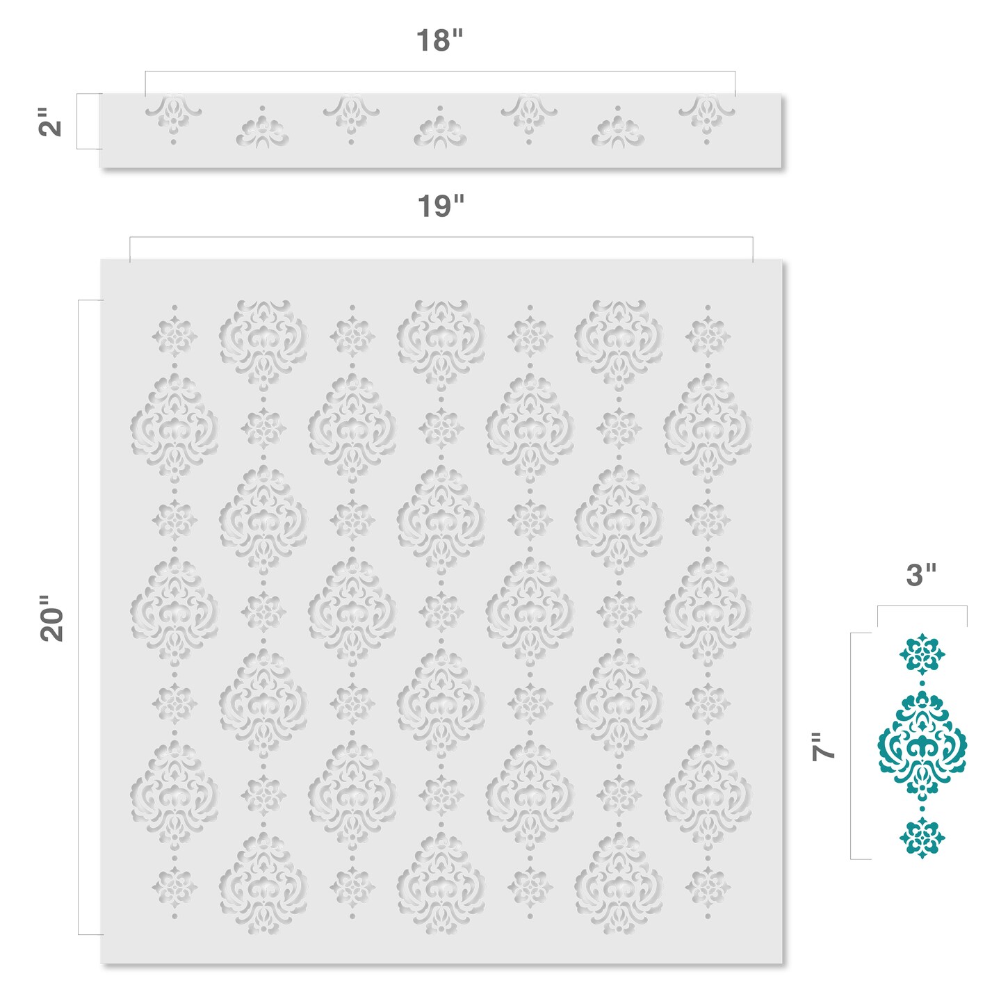 Small Rosie Damask All Over Wall Stencil | 3724 by Designer Stencils | Pattern Stencils | Reusable Stencils for Painting | Safe & Reusable Template for Wall Decor | Try This Stencil Instead of a Wallpaper | Easy to Use & Clean Art Stencil Pattern