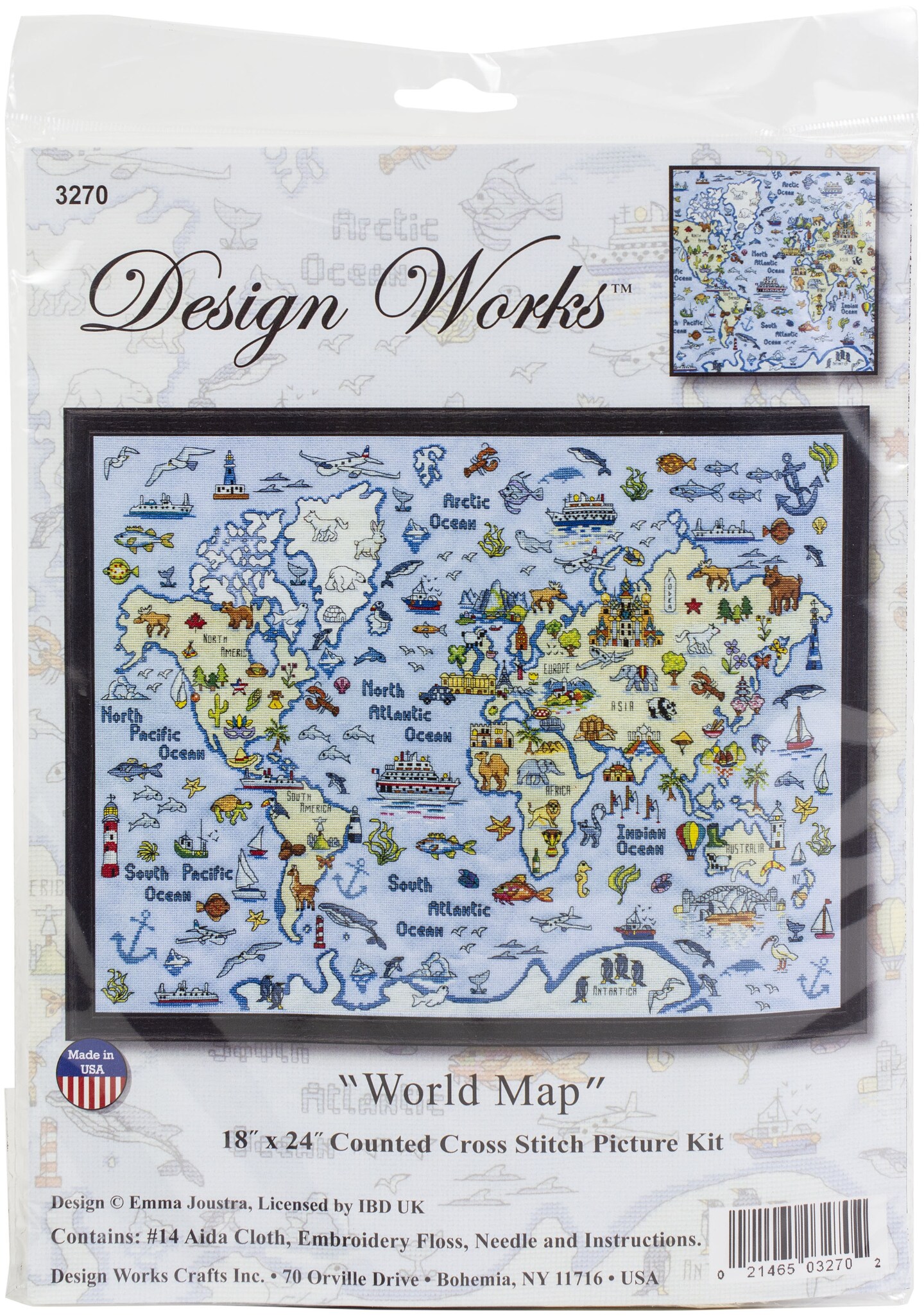 Design Works Counted Cross Stitch Kit 18&#x22;X24&#x22;-World Map (14 Count)