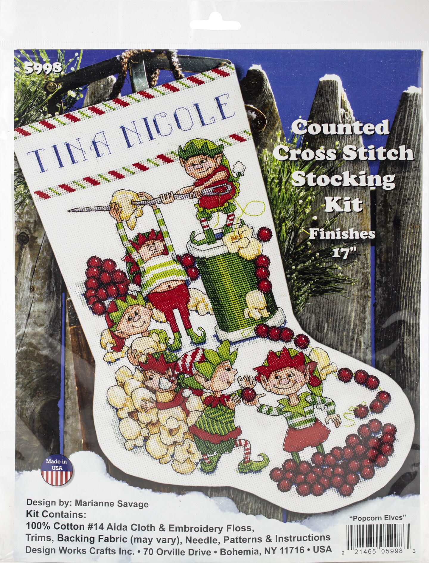 Design Works Counted Cross Stitch Stocking Kit 17" Long-Popcorn Elves